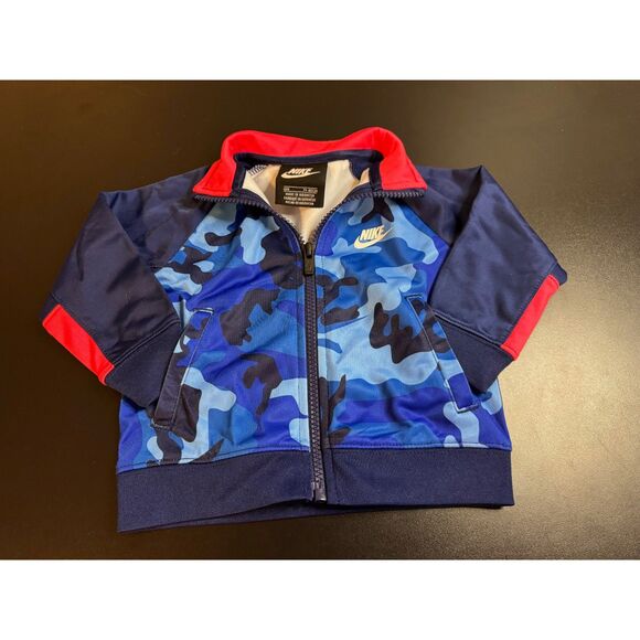 Nike Blue Camo Zipdown Track Sweatshirt Baby Infant Size 12 Months - Picture 1 of 8